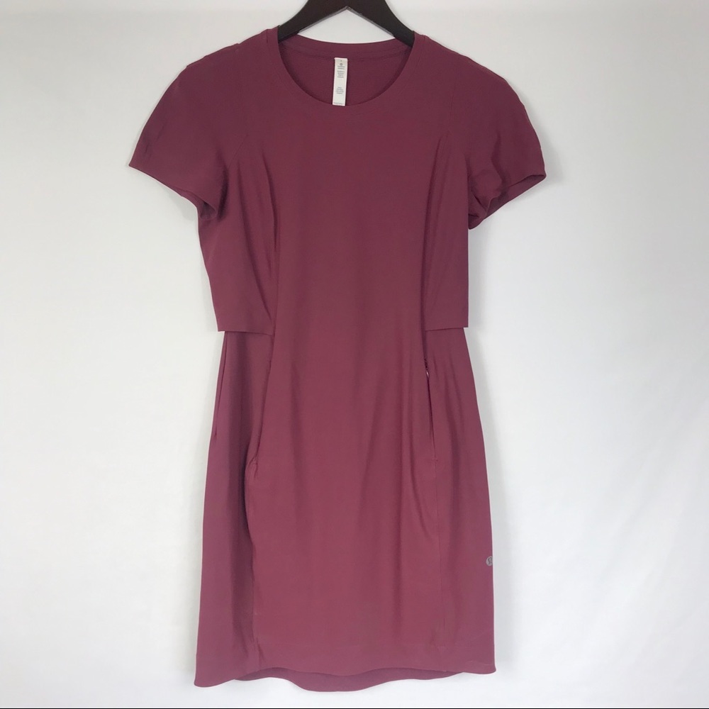 Lululemon Endeavor Dress Red Grape Athletic Travel Mini Dress - Picture 4 of 8